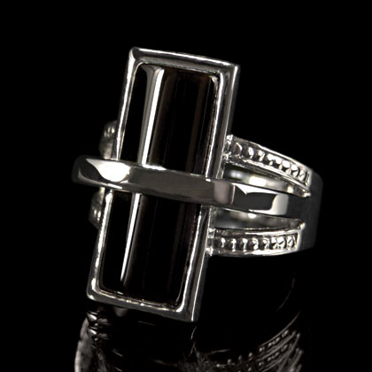 BLACK SILVER WRAP RING, size 7