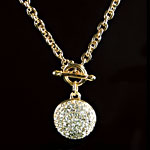 PAVE TOGGLE BALL and CHAIN NECKLACE, GOLD TONE - More Details