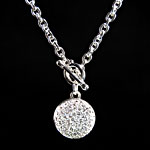 PAVE TOGGLE BALL CHAIN NECKLACE, SILVER TONE - More Details